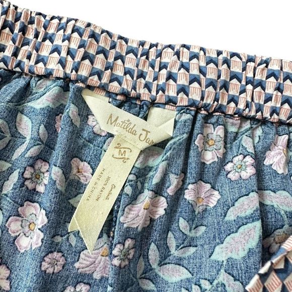 Matilda Jane Size M Blue Floral A Day Off Wide Leg Pants FLAWED - Picture 9 of 13